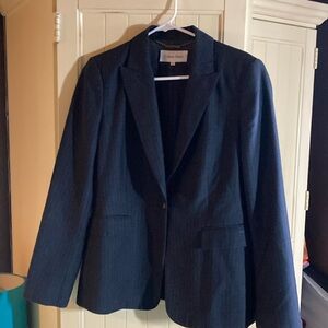 Calvin Klein Women’s single-button pin-striped blazer